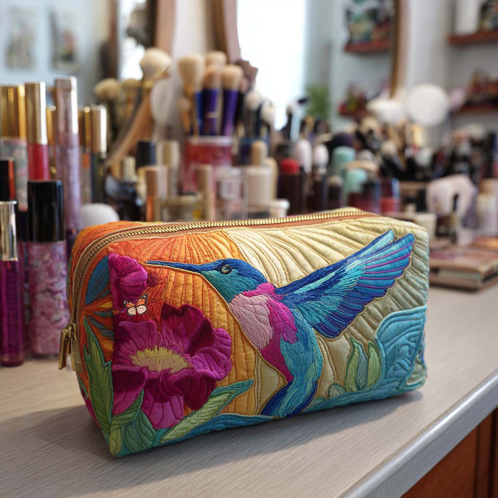 Joyful Flight Quilted Makeup Bag